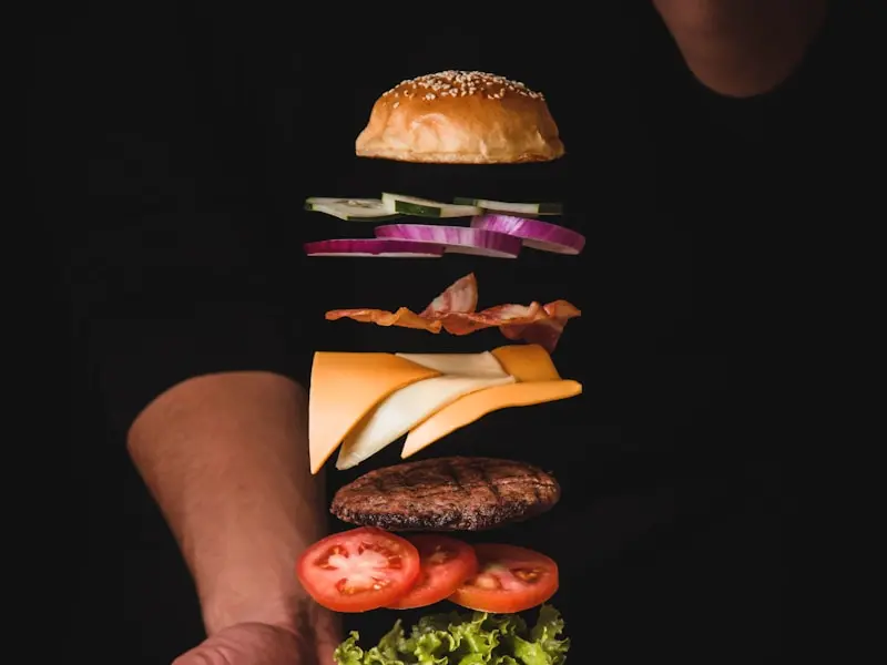 Low-carb burger wrapped in fresh lettuce leaves