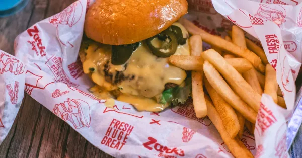 Spicy burger with hot peppers and cheese