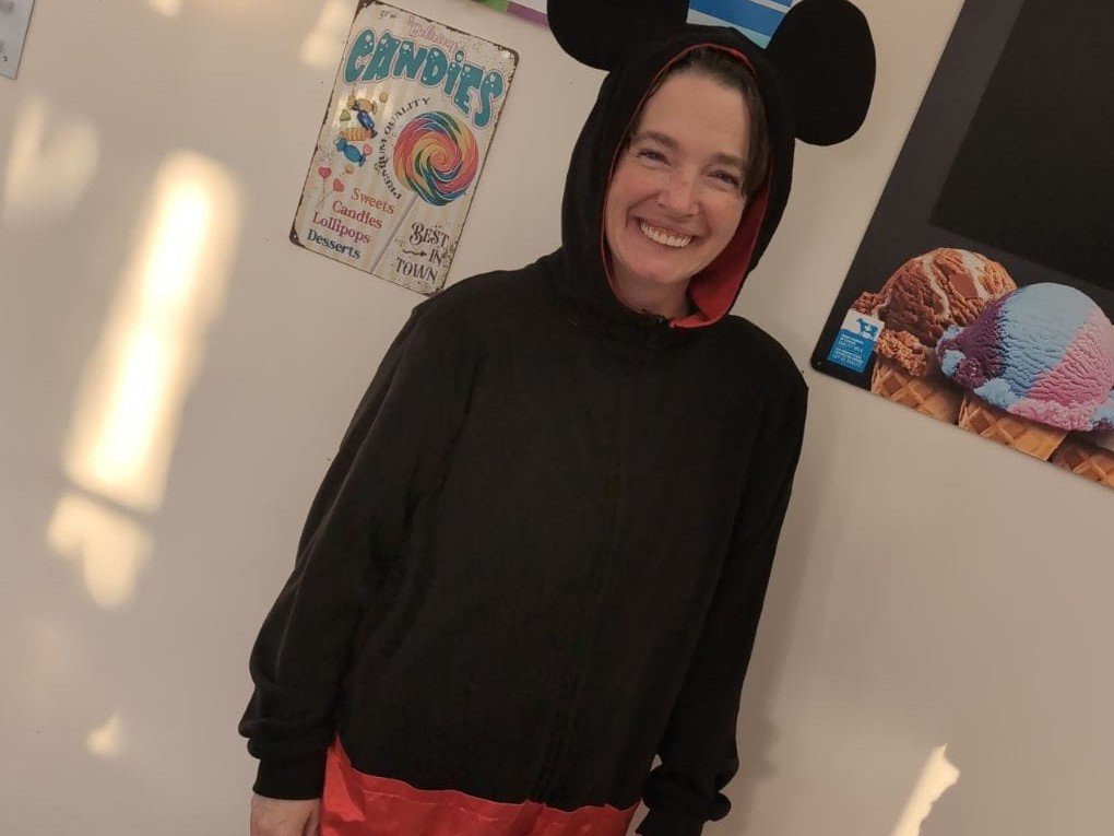 Manager Trish dressed up for Halloween
